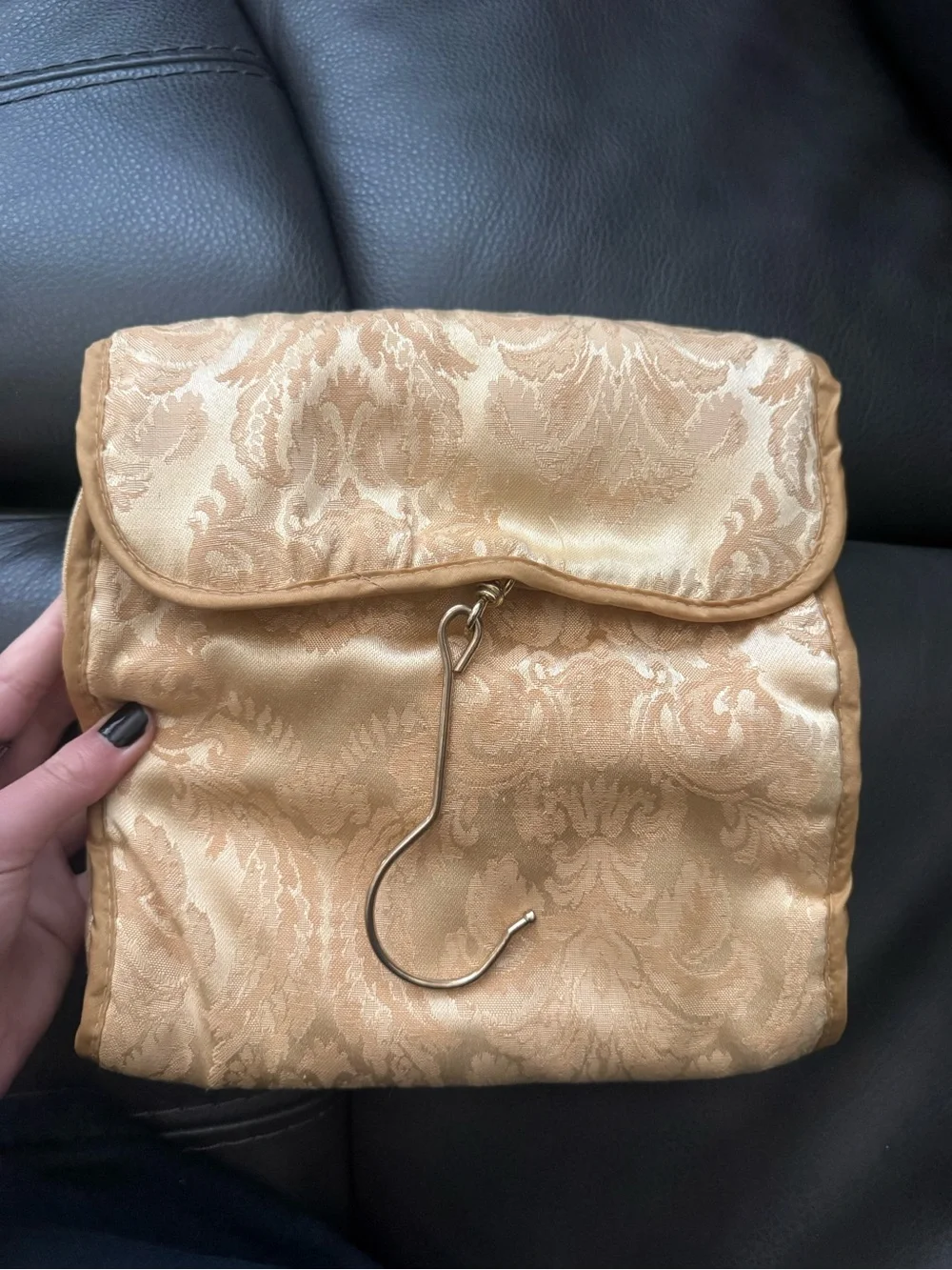 Sequin Accent Women's Clutch — Black with Gold Interior